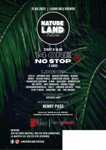 a poster for the nature land festival shows a line up