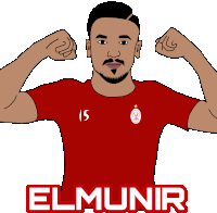 a cartoon drawing of a man with the name elmunir on the bottom