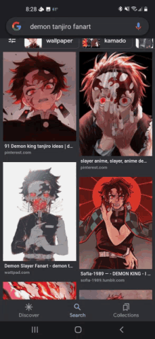 a screenshot of a demon tanjiro fanart search