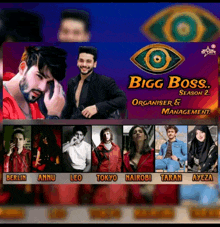 a poster for bigg boss season 2 showing a man and a woman