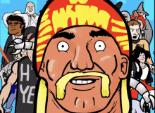 a cartoon drawing of a man wearing a shirt that says " h ye "