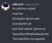 a screenshot of a chat with the name valorant on it