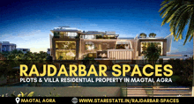 an ad for rajdarbar spaces plots and villa residential property in magtai agra