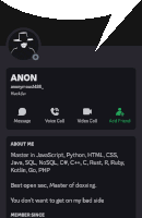 a screenshot of anon 's profile with a speech bubble above his head