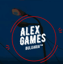 a logo for alex games bulgaria shows a street light