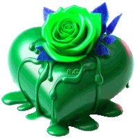 a green heart with a green rose on top and the letters ac on the bottom