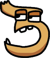 a cartoon drawing of a number three with glasses and a long mouth .