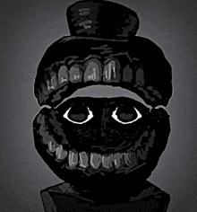 a drawing of a face with teeth and a hat