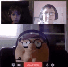 peter griffin is on a video call with two other children