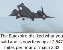 a picture of a plane with a caption that says the blackbird