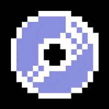 a pixel art image of a cd with a cross in the middle