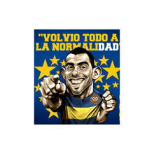 a cartoon of a man pointing with the words " volvio todo a la normalidad "