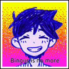 a pixelated image of a boy with the words " bingus is no more "