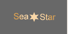 a logo for sea star with a star on a gray background