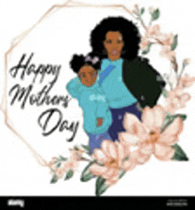 a happy mother 's day card with a woman holding a child .