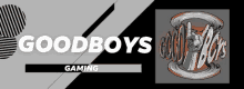 a banner for goodboys gaming shows a drawing of a man