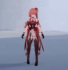 a cartoon character with red hair and a red dress