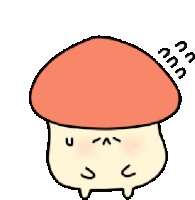 a cartoon drawing of a mushroom with a red hat and a face