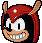 a pixel art drawing of a sonic the hedgehog wearing a red helmet and smiling .