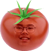 a tomato with a face on it and glasses