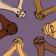 a group of people holding hands with the words pray together