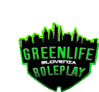 a logo for greenlife slovenia roleplay shows a city skyline