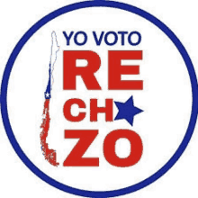 a blue and white circle with the words yo voto re ch zo on it