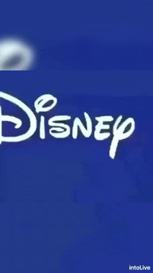 a blue background with a white disney logo on it