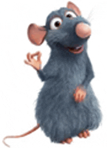 a cartoon rat is standing on a white background and giving the ok sign .