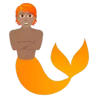 a cartoon illustration of a mermaid with orange hair and an orange tail