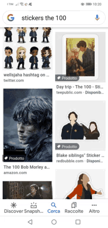 a screenshot of a google search for stickers of the 100