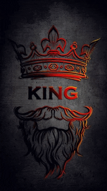 a king with a crown and a beard on a dark background .