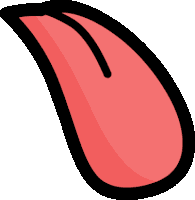 a cartoon drawing of a red leaf with a black outline