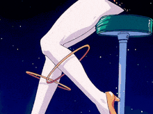a pixel art drawing of a woman 's legs with hoops around them