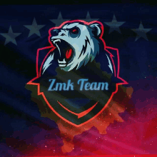 a logo for the zmk team with a bear on it