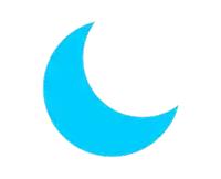 a blue crescent moon with a white background