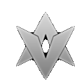 a silver star with a v in the middle of it on a white background .