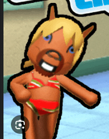 a cartoon character wearing a bikini with a beard