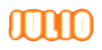 the word julio is lit up in orange and white