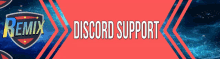 a banner for remix discord support with a blue background