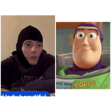 a picture of a person and a picture of a toy story character