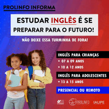 a poster that says estudar ingles e se preparar para o futuro