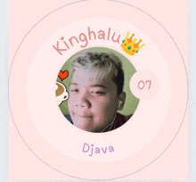 a sticker with a picture of a man and the name djava on it