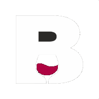 a letter b with a glass of wine inside