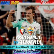 a poster for a soccer game between osasuna and almeria