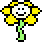 a pixel art drawing of a yellow flower with a smiley face on it .