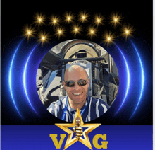 a picture of a man in a circle with a star that says vag