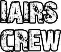 a black and white logo that says ' lairs crew ' on it