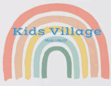 a colorful rainbow with kids village moda infantil written below it