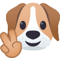 a dog giving a peace sign with its paw